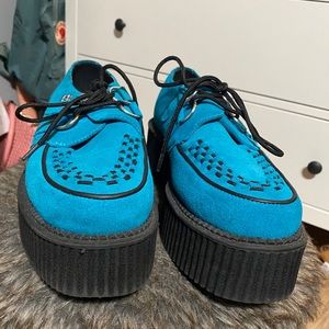 TUK Blue Suede Viva Mondo Creepers punk rockabilly size 7 women UK 5